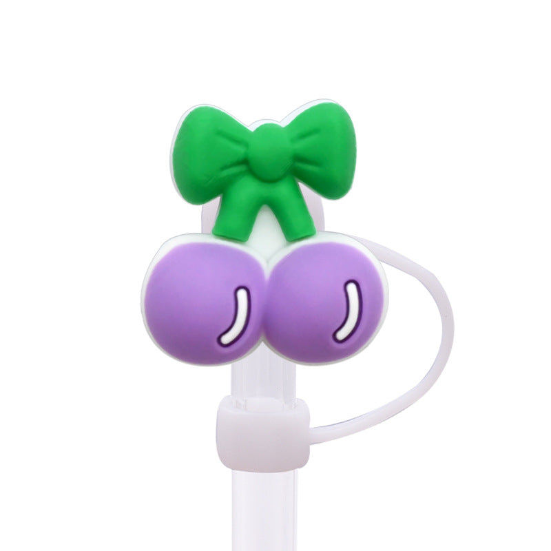 Wholesale Random 100pcs Multicolor Cherry Straw Cover 10MM Straw Tube Cap