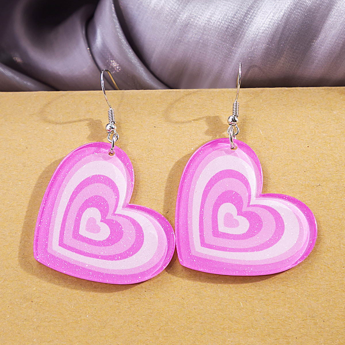 Wholesale Candy Color Heart Acrylic Earrings ACC-ES-ZhuiWo003