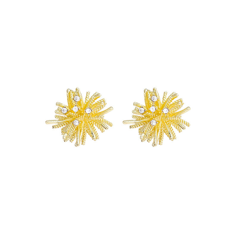 Wholesale Exaggerated Dandelion Earrings Light Luxury Retro Zircon Earrings