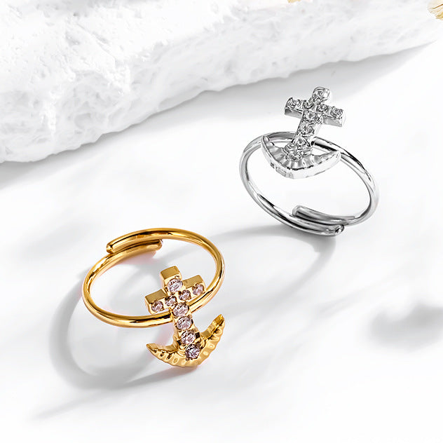 Wholesale Titanium Steel Adjustable Inlay Zirconia Anchor Ring