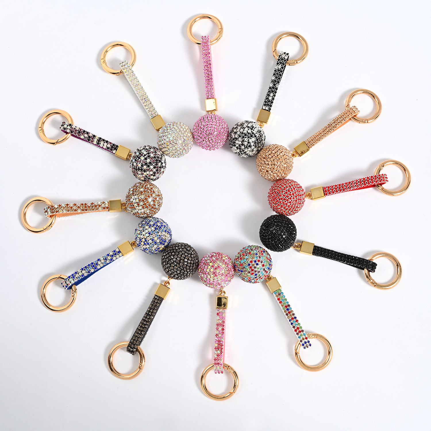 Wholesale Rhinestone Ball Keychain Mixed Purple Sparkly Car Key Accessory Bag Charm Boutique Resale Gift