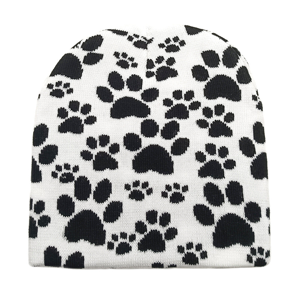 Wholesale Dog Claw Jacquard Wool Hat Beanie