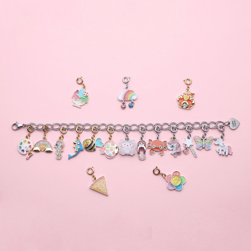 Wholesale DIY Jewelry Accessories Alloy Oil Dripping Holiday Style Pizza Donut Charms