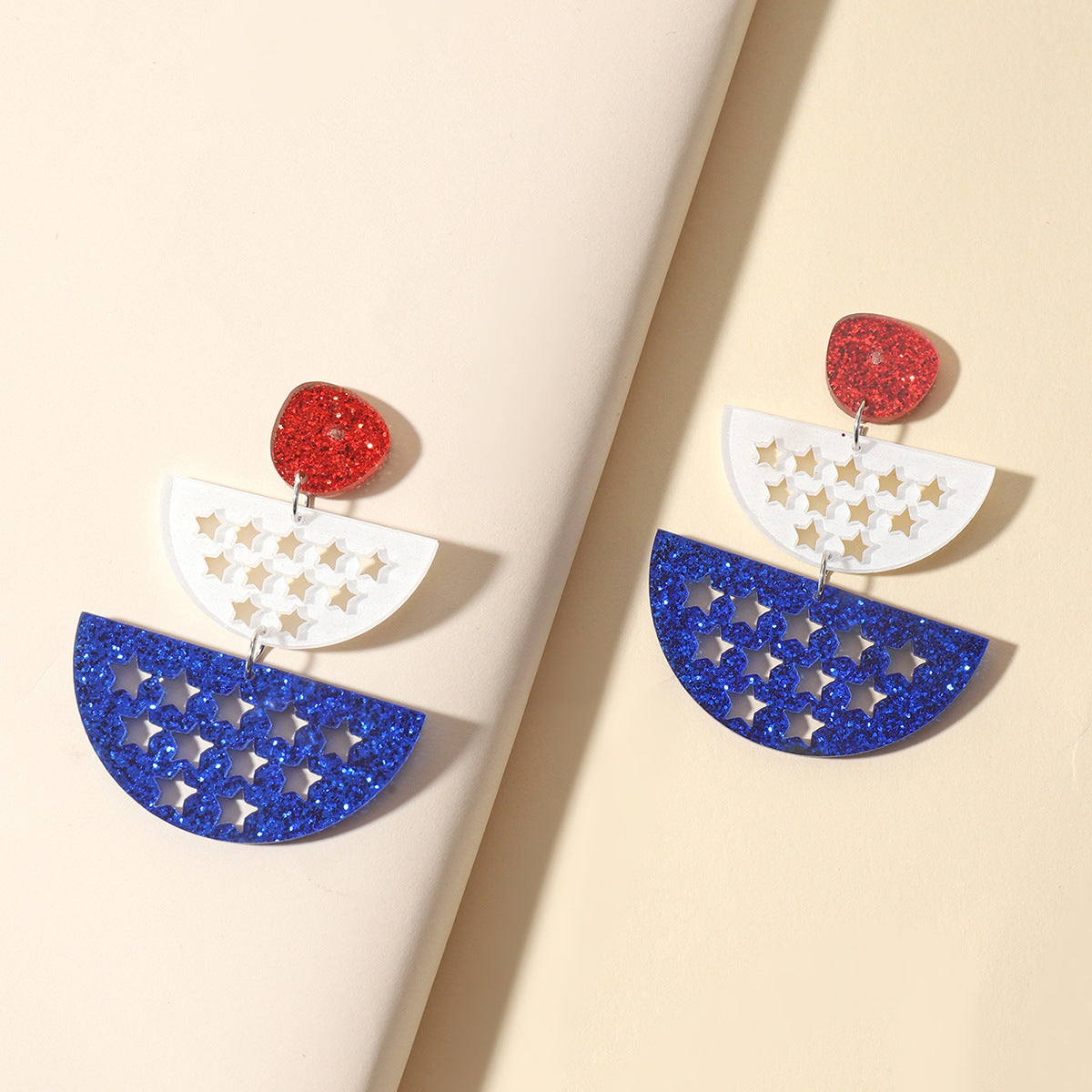 Wholesale Half Circle Acrylic Independence Day Earrings