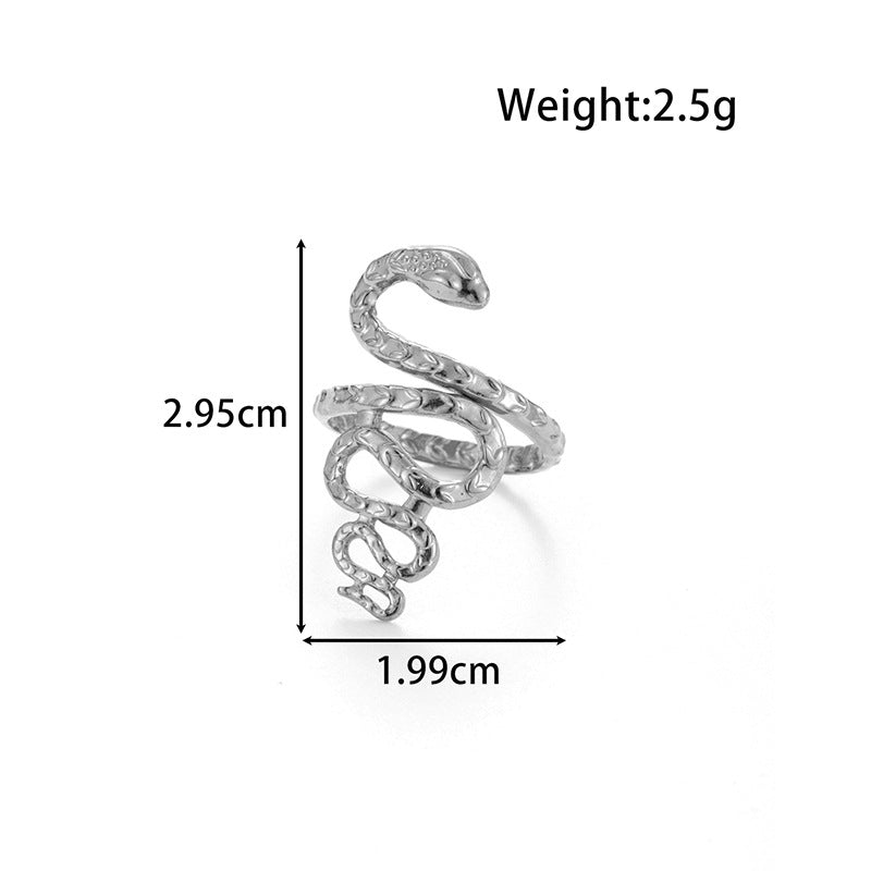 Wholesale  Snake Love Vintage Titanium Steel Opening Adjustable Ring