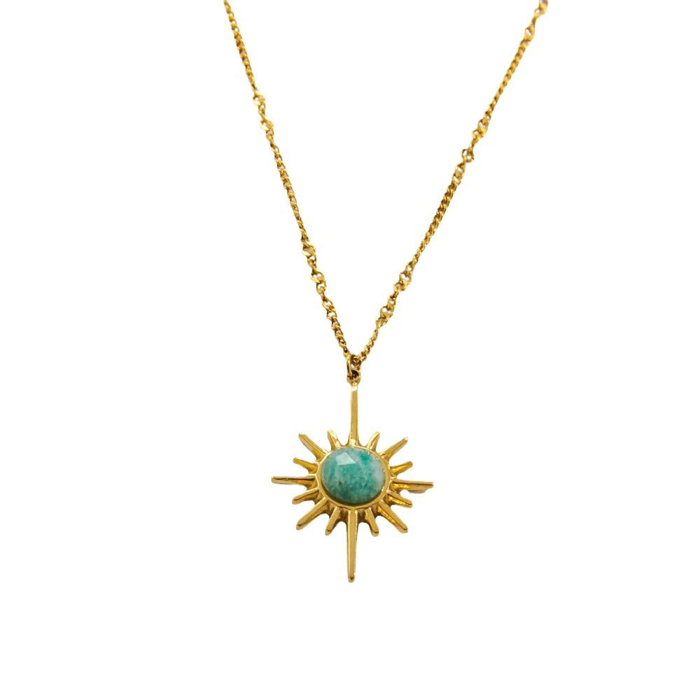 Wholesale  Stainless Steel Jewelry Necklace Set Natural Stone Handmade Chain