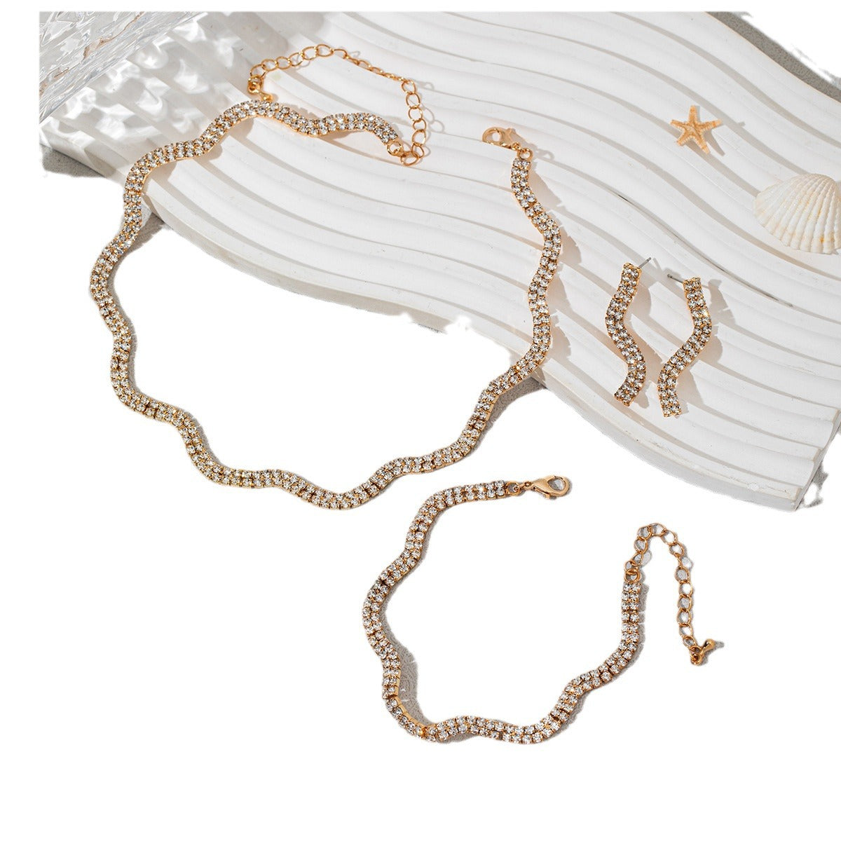 Wholesale Four-piece women's necklace bracelet earrings wedding jewelry suit