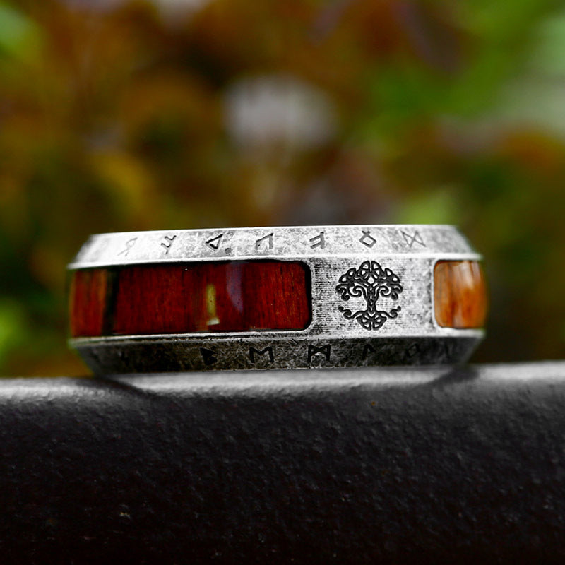 Wholesale Distressed Titanium Steel Tree of Life Ring