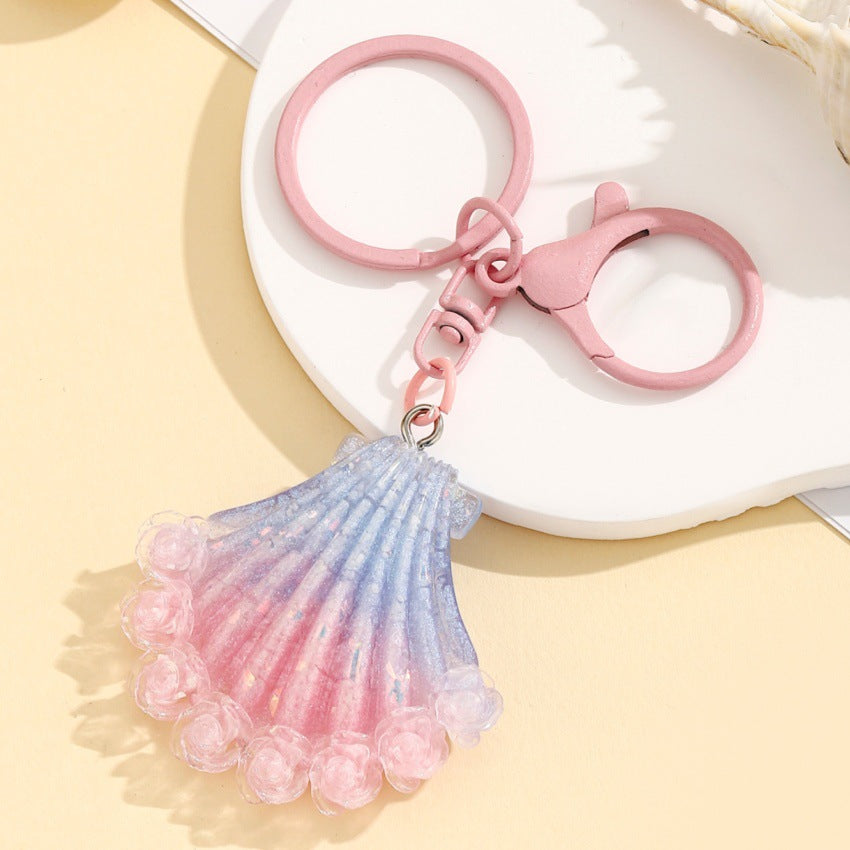 Wholesale Luminous Resin Keychain Pendant Firefly Ocean Flower Design Bag Charm Car Decoration Accessory