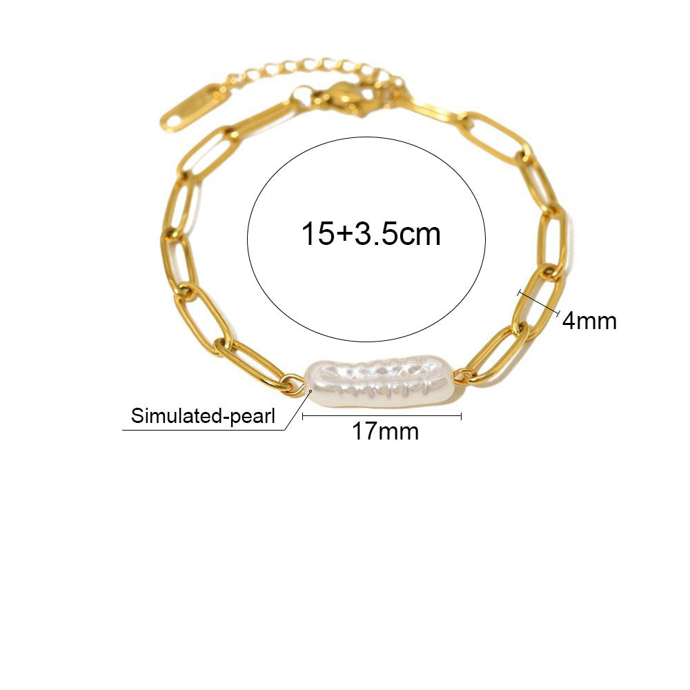 Wholesale  baroque pearl bracelet  stainless steel jewelry