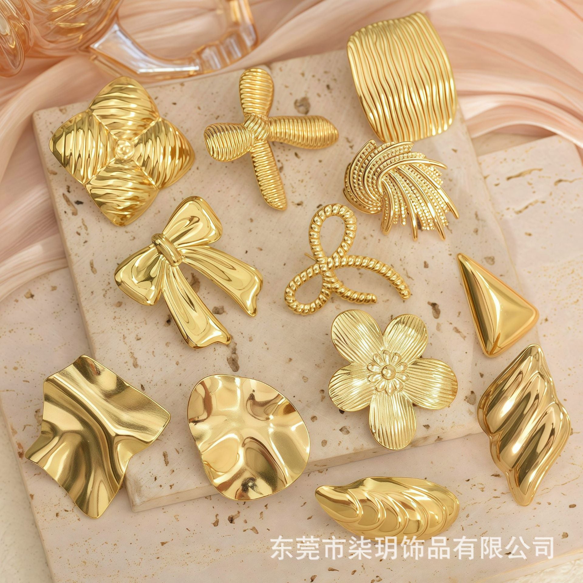 Wholesale Stainless Steel Unique Bow Irregular Stud Earrings