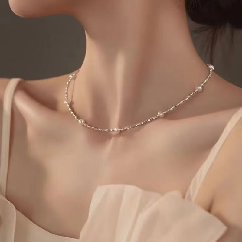 Wholesale Silver Pearl Necklace Elegant French Style Women S Fashion Jewelry Accessory Gift