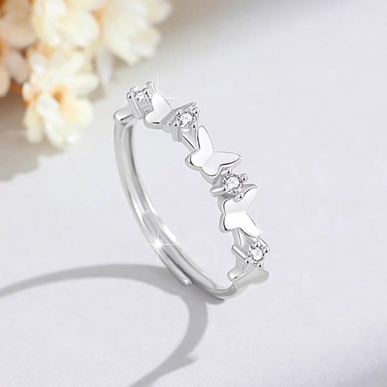 Wholesale Valentine's Day s925 silver butterfly couple ring