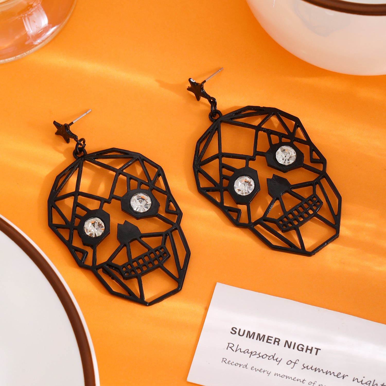 Wholesale Exaggerated Black Skull Earrings for  Party Jewelry Accessory