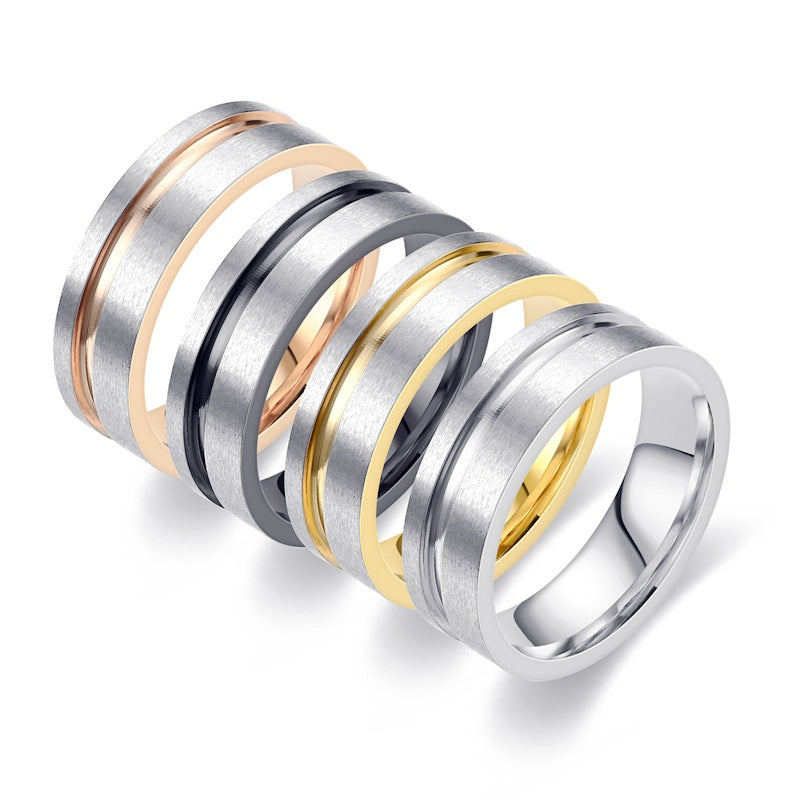 Wholesale  Titanium Steel Frosted Two-Color Ring for Men