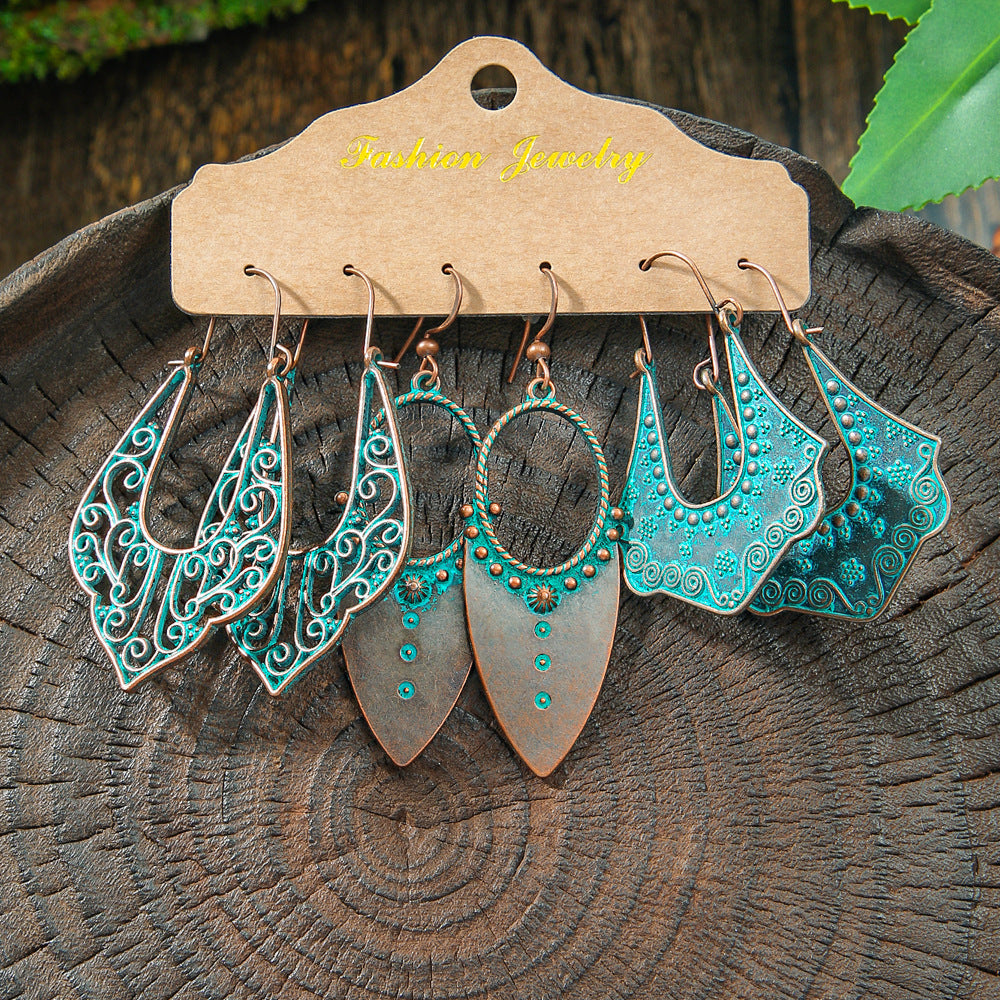 Wholesale Retro Irregular Tassel Earrings Set 3 Piece Alloy Fashion Jewelry for Boutique Resale