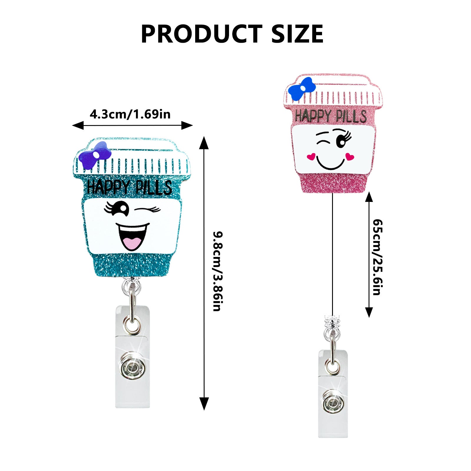 Wholesale Colored Medicine Bottle Medical Acrylic Retractable Badge Scroll Keychain Badge Reels ACC-KC-ChiHai005