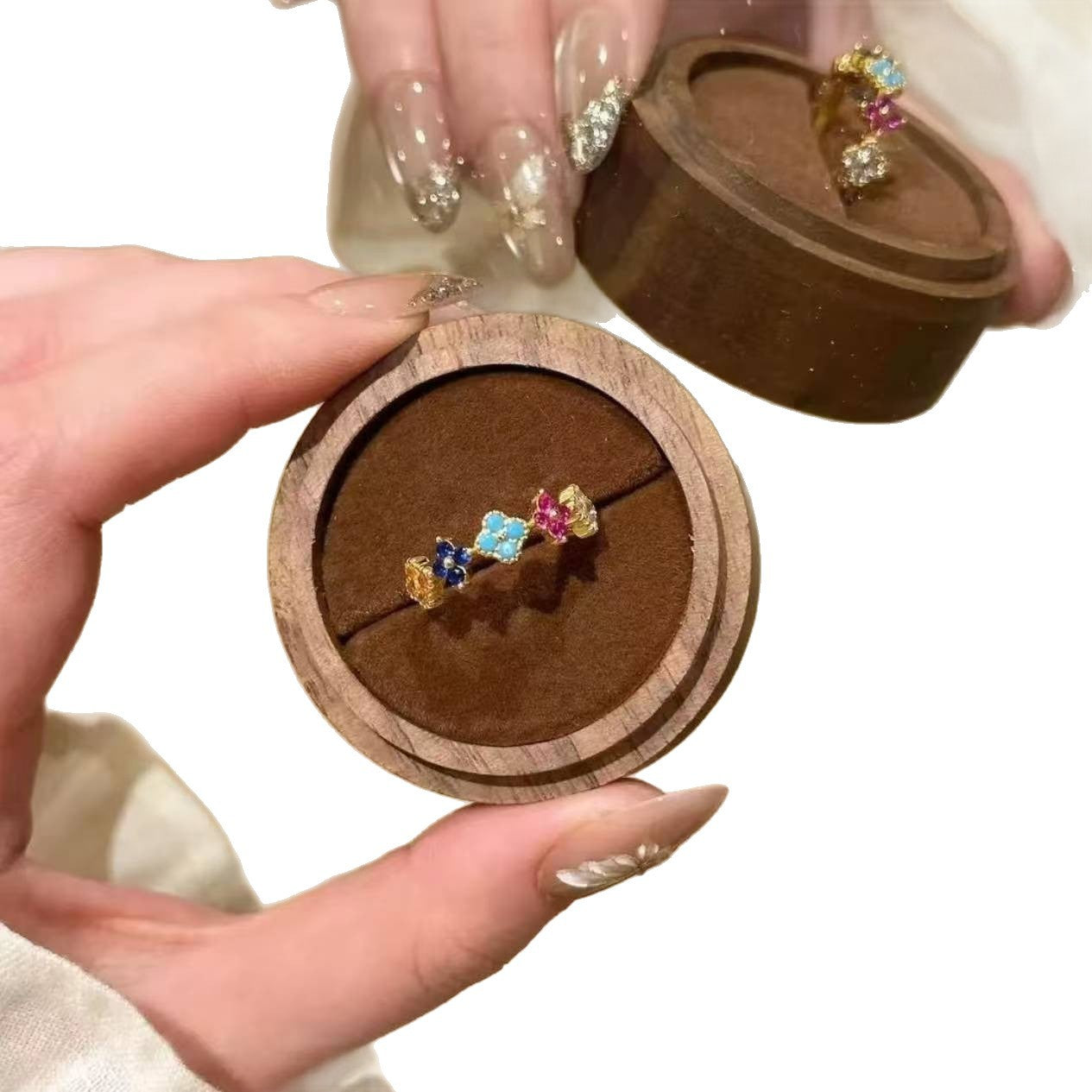 Wholesale Copper Monet Garden Rainbow Ring with Zircon Inlay,  Fashion Accessory for Everyday Wear