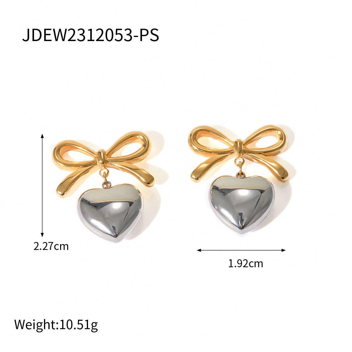 Wholesale Stainless Steel Valentine's Day Bow Heart Earrings