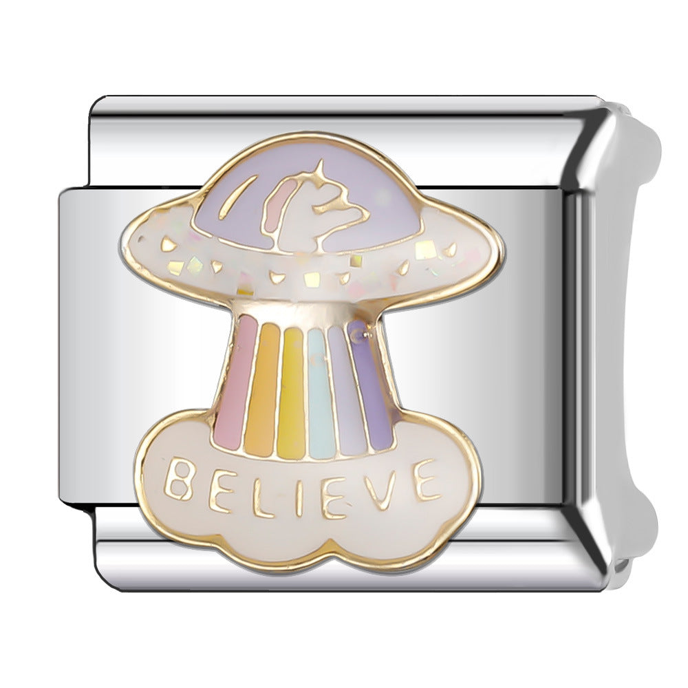 Wholesale Italian Charm Bracelet 9mm DIY Splicing Princess Couple Series Stainless Steel Composable Bracelet