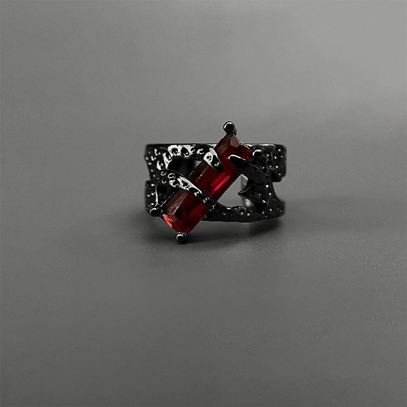 Wholesale Goth  Thorns Ruby Ring  Couple's Ring