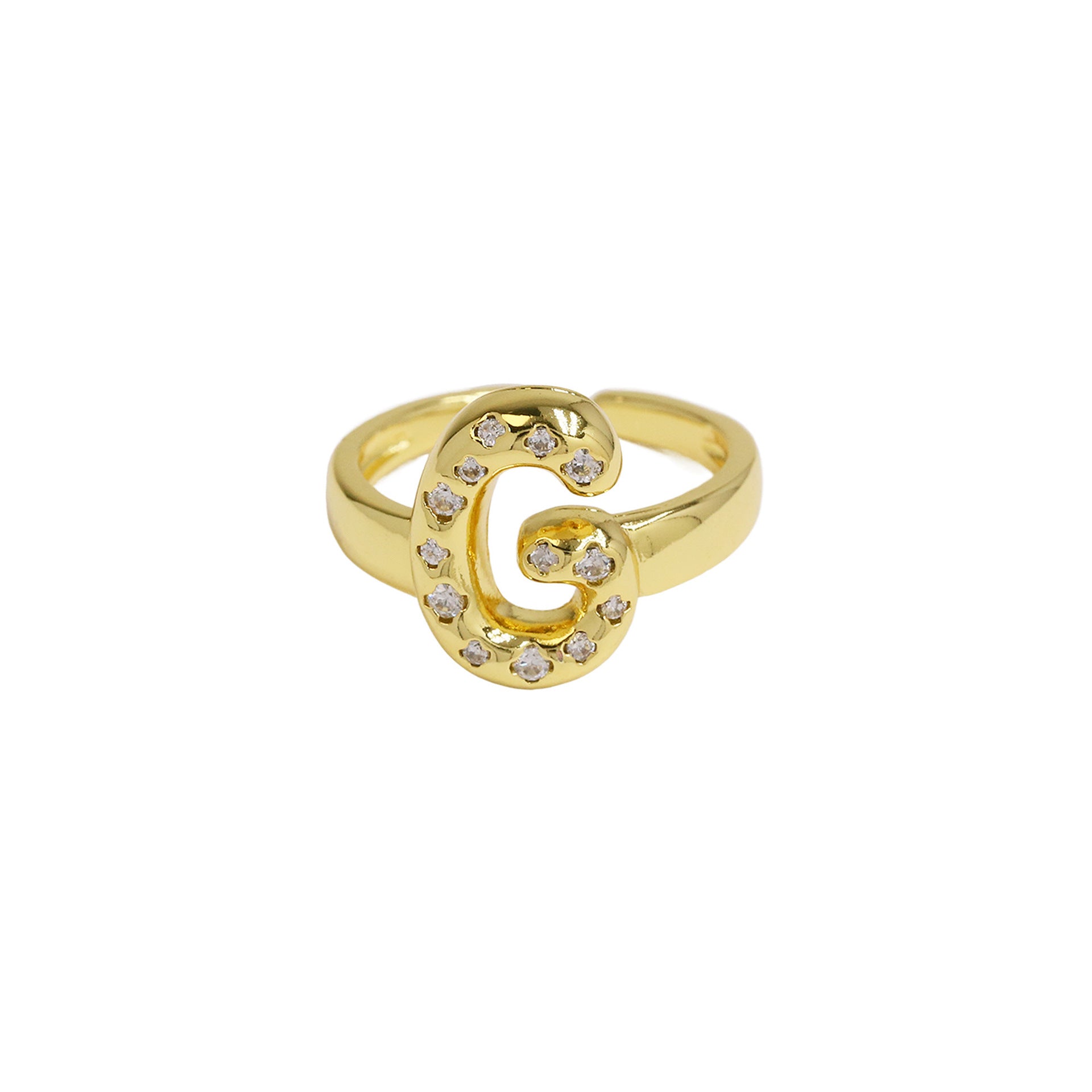 Wholesale Micro-inlaid Zircon Bubble Bubble Balloon Cute 26 English Letters Open Ring