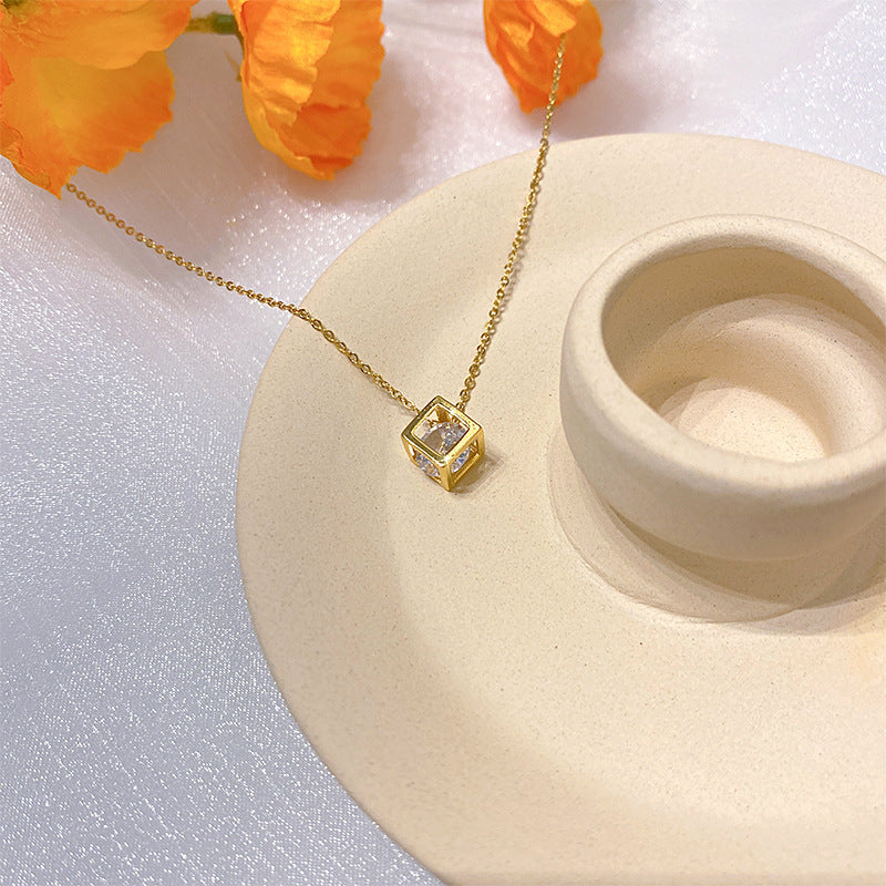 Wholesale Electroplated Titanium Steel Necklace Micro-embedded Clavicle Chain Choker Necklace ACC-NE-Xiyue003