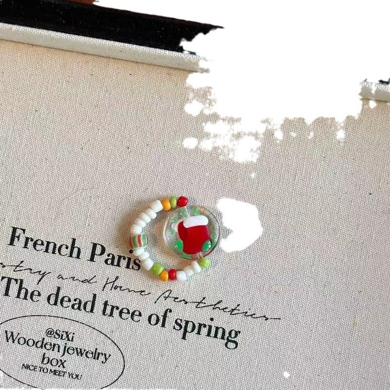 Wholesale Christmas Party Cartoon Cute Gingerbread Man  Beaded Necklace