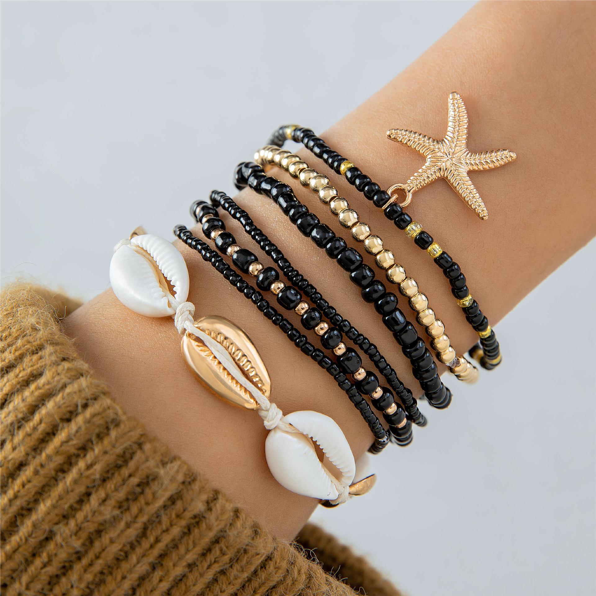 Wholesale  Bohemian Holiday Style Shell Beaded Braided Bracelet
