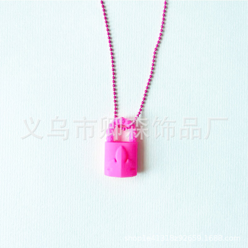 Wholesale Lock Clasp Resin Round Bead Long Necklace