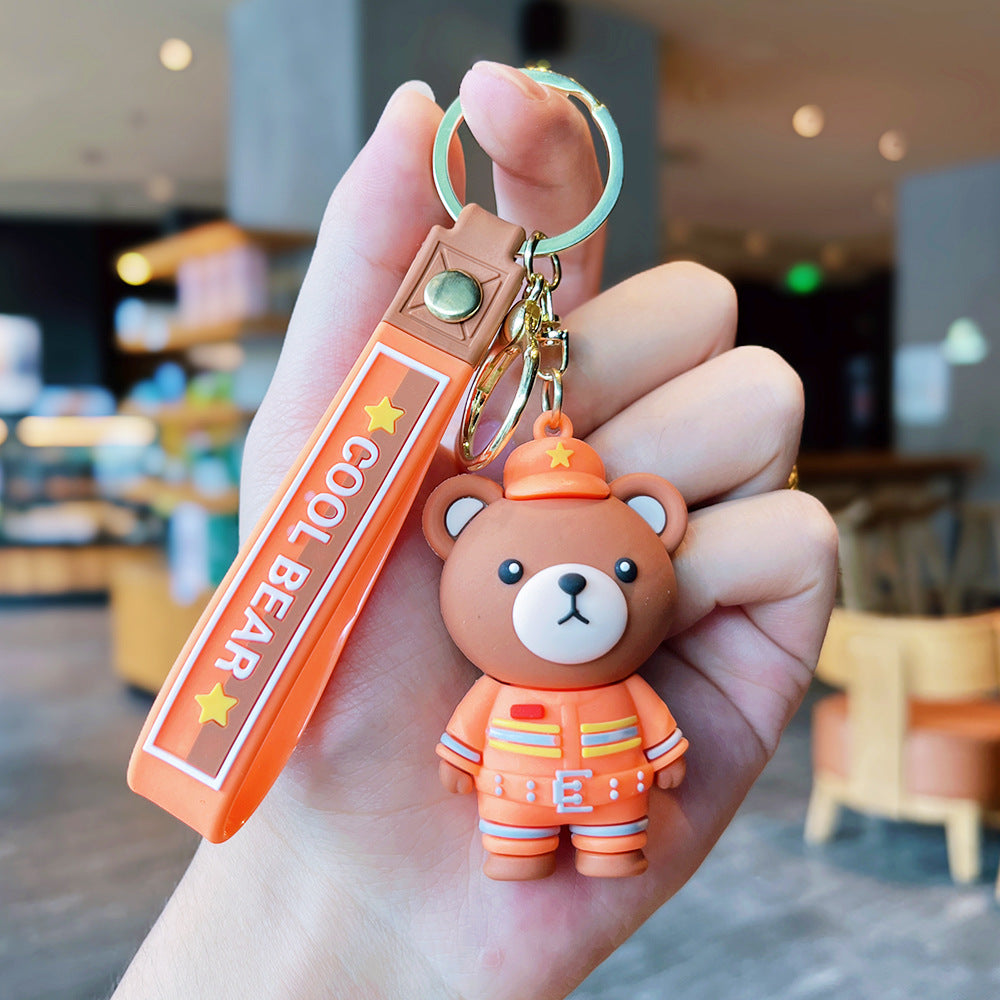 Wholesale Cute Cartoon Police Bear PVC Keychains ACC-KC-ErLu023