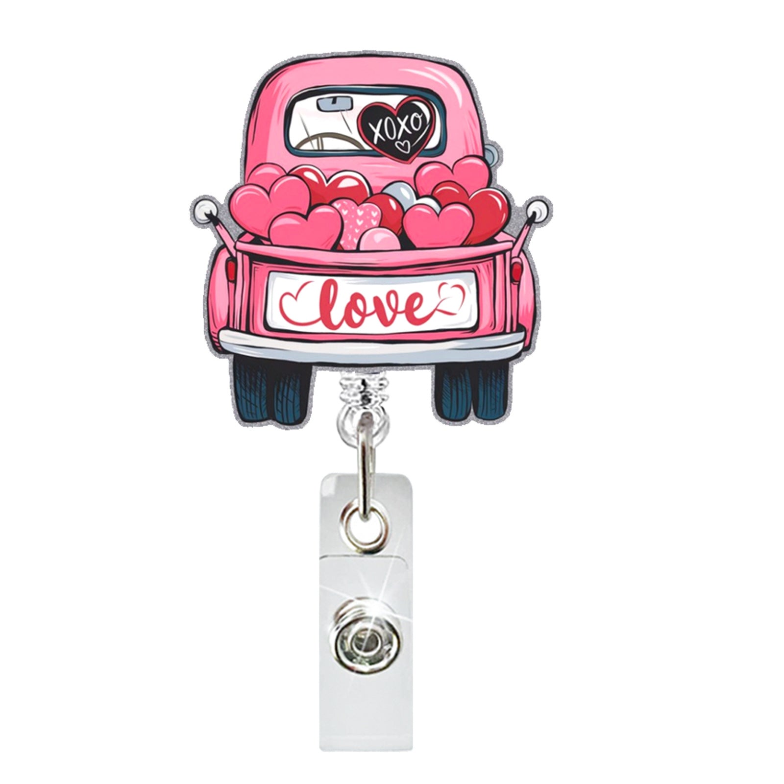 Wholesale Valentine' s Day Acrylic Heart-Shaped Cow  Badge Reels