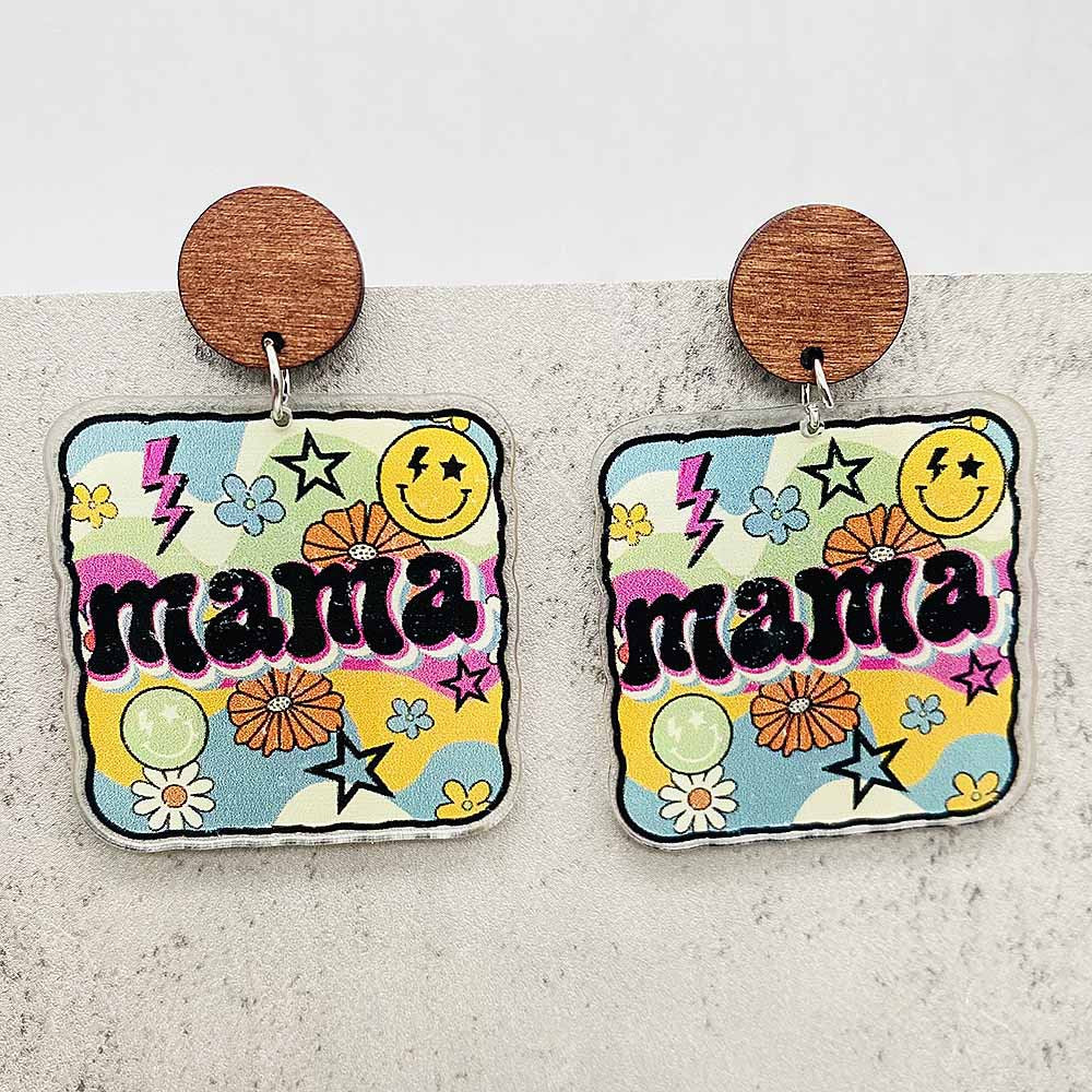 Wholesale Leopard Print Letter leather Earrings