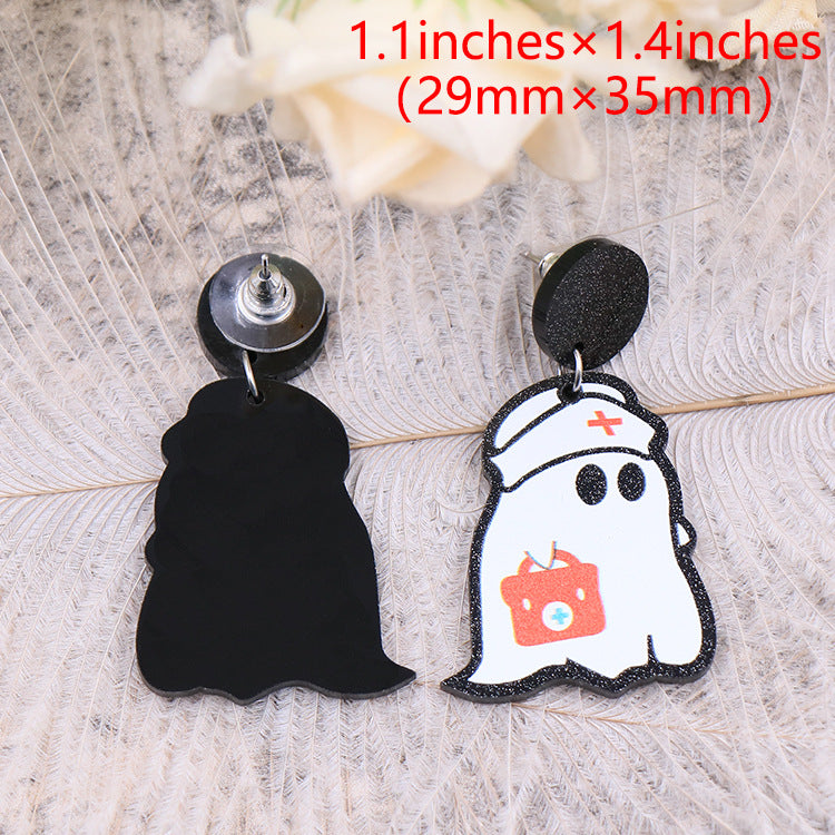 Wholesale rescue ghost acrylic women's cute Halloween earrings