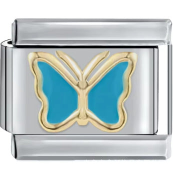 Wholesale Italian Charm Bracelet 9mm DIY Splicing Removable Purple Blue Butterfly Stainless Steel Composable Bracelet