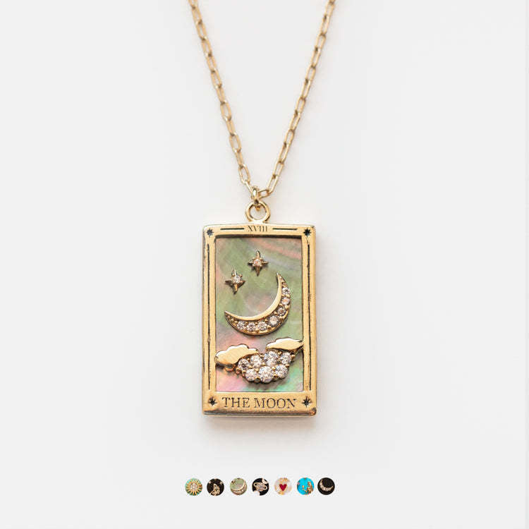 Wholesale Gold-plated Tarot Card TAROT Necklace with Diamond and Oil Square Cards ACC-NE-Jipei009