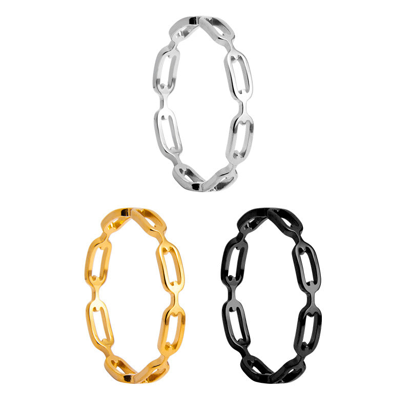 Wholesale Trendy Titanium Steel Cut Out Chain Ring Fashion Jewelry Accessory for Gift or Everyday Wear