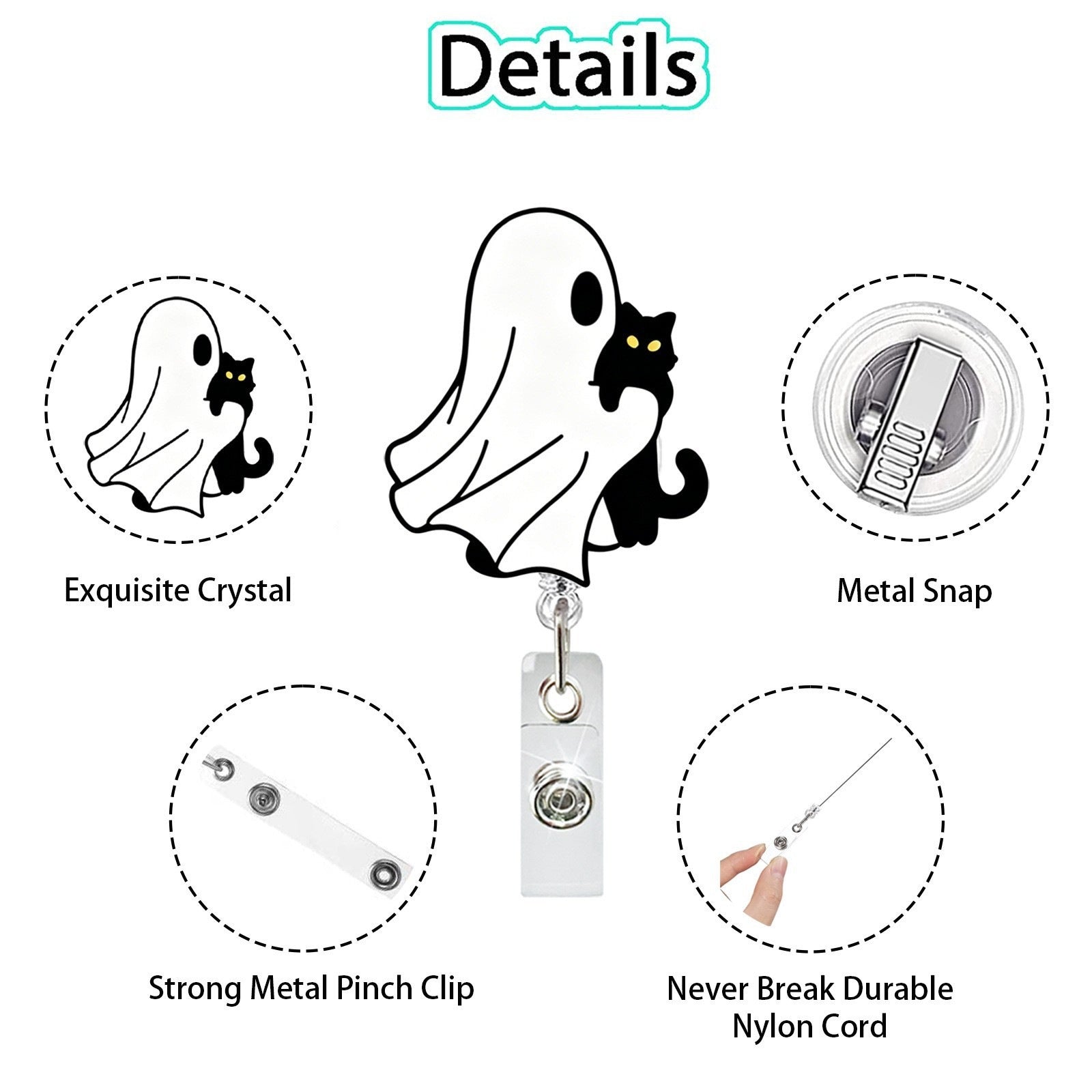 Wholesale Acrylic Black Cat  Retractable Pull-Tab ID Badge Party Bag Charm