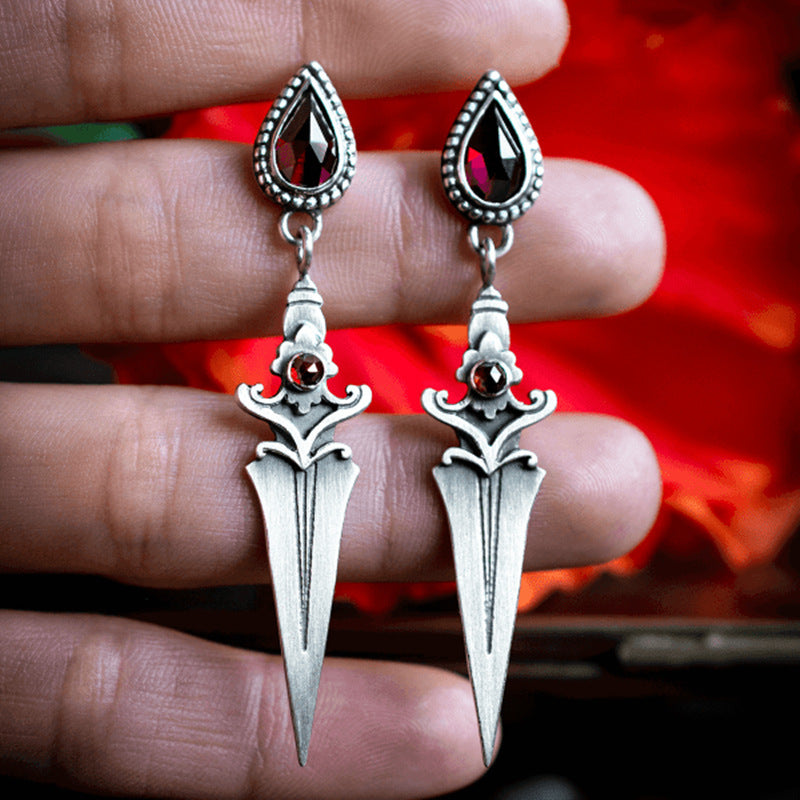 Wholesale Ruby Dagger Alloy Earrings ACC-ES-FuSu003