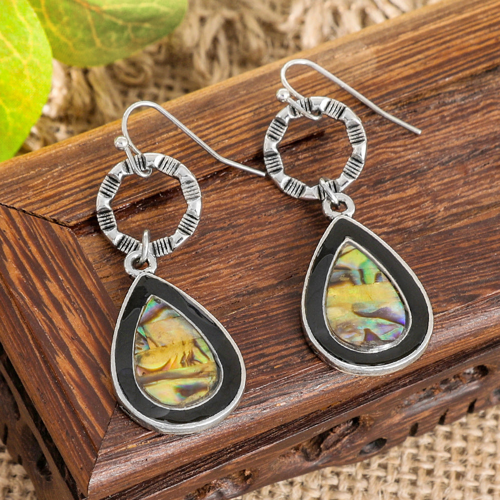 Wholesale Ethnic Style Zinc Alloy Abalone Shell Tassel Earrings for Women Long Exotic Fashion Accessory Boutique Resale