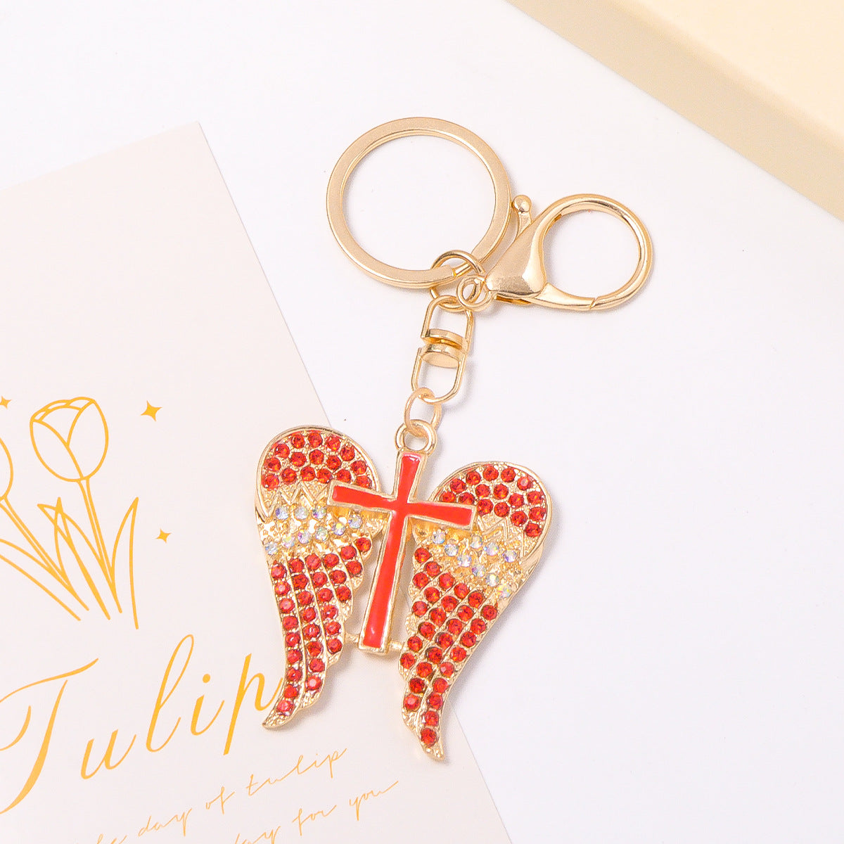 Wholesale Metal Wing Rhinestone Keychain Decorative Car Key Accessory Boutique Resale