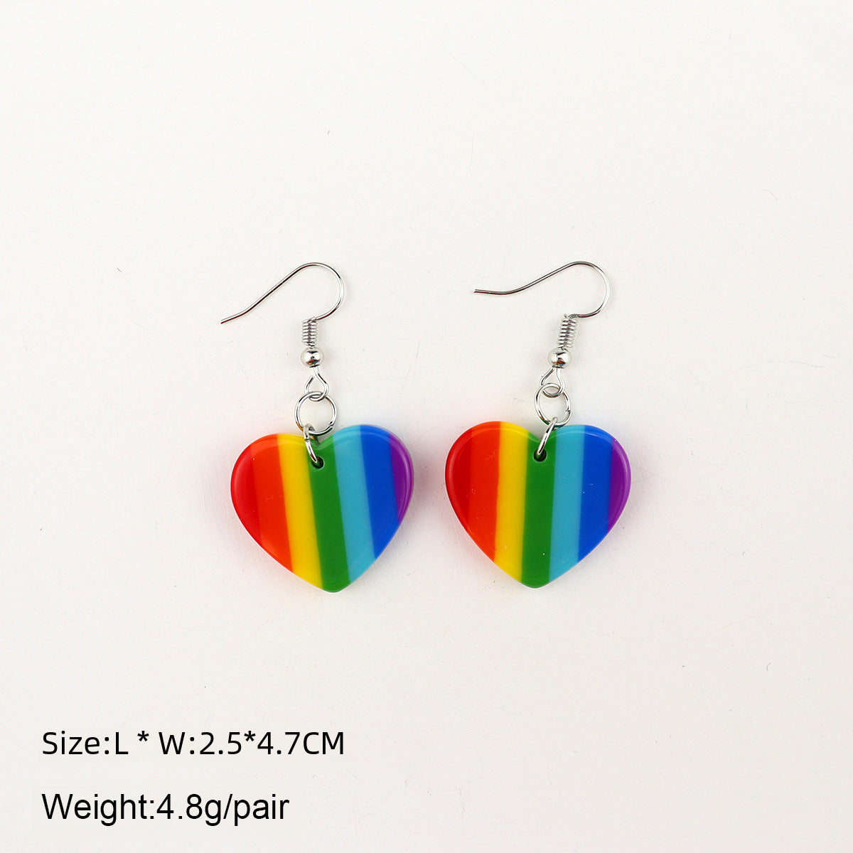 Wholesale rainbow love earrings five-pointed star resin earrings