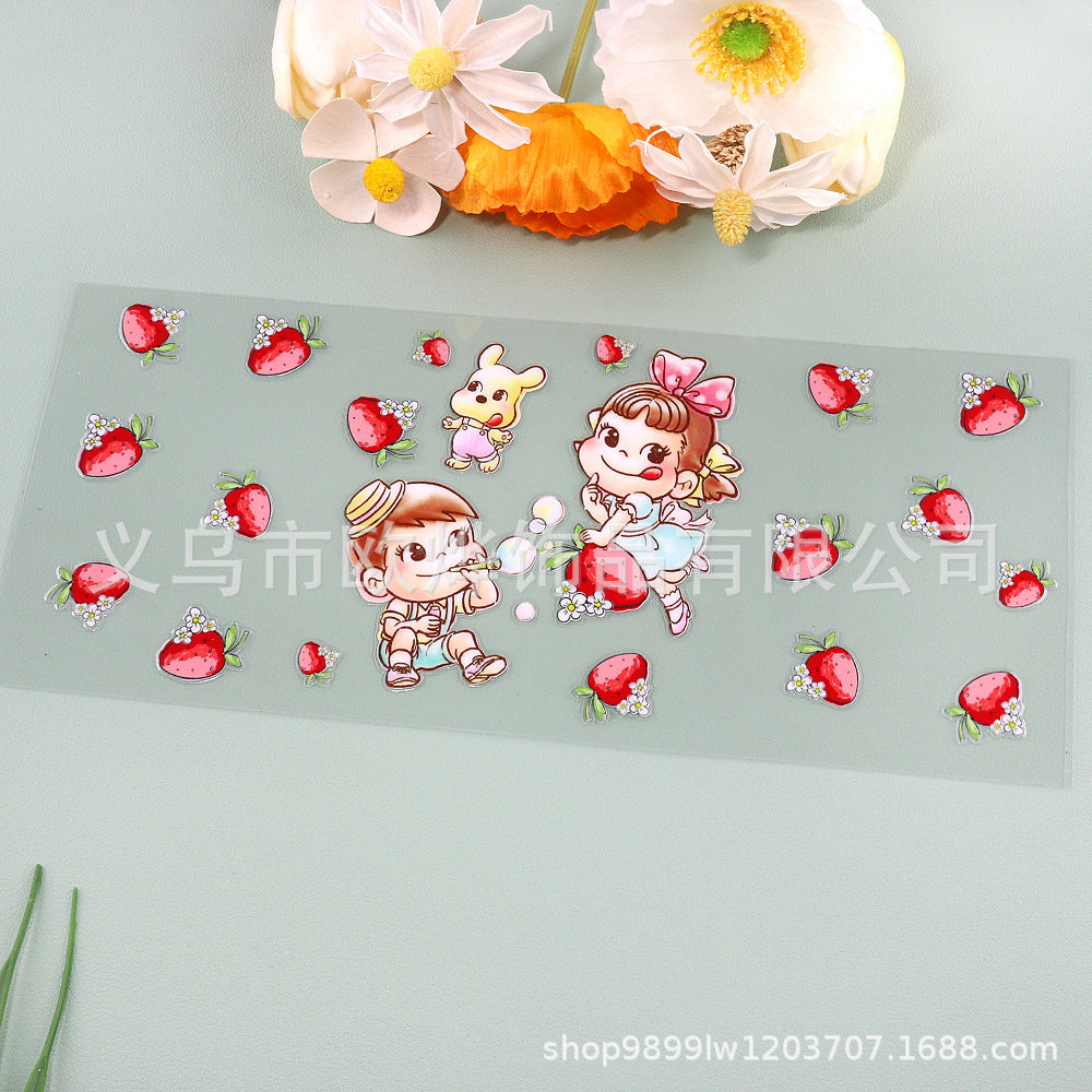 Wholesale 16oz cartoon transfer stickers,  crystal stickers,  tear-off crystal labels,  glass stickers