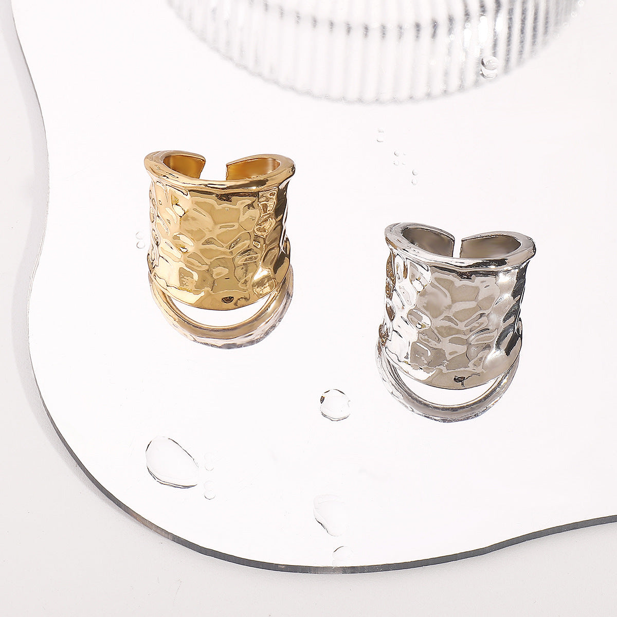 Wholesale Concave-convex Lava Wide Face Ring Simple Style Personality Irregular Open Ring