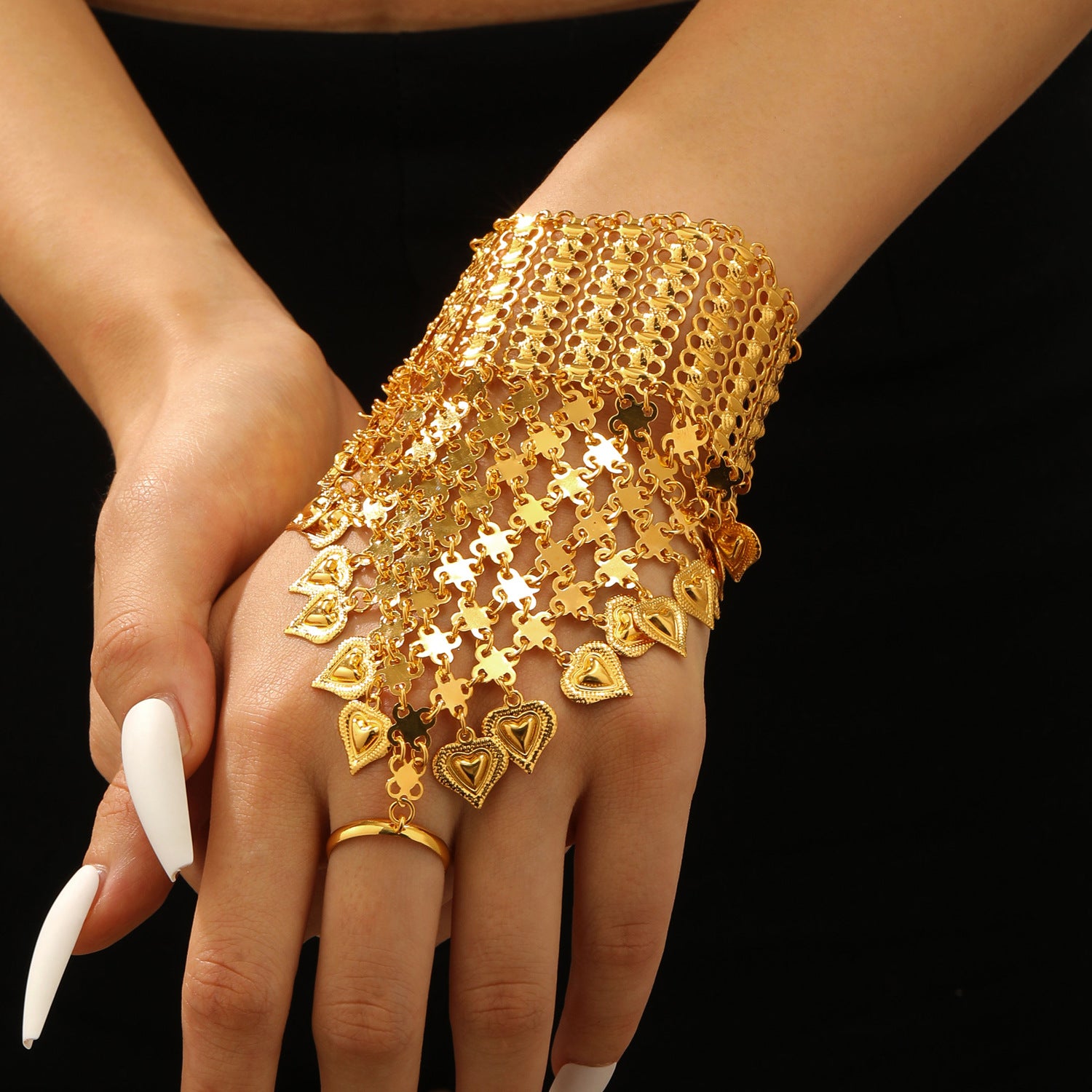 Wholesale Retro Middle Eastern Ethnic Style Layered Necklace And Bracelet Set Gold Tone Alloy Jewelry Accessory For Boutique Resale