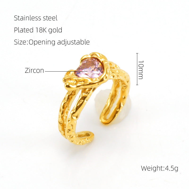 Wholesale  titanium steel luminous stone opening ring