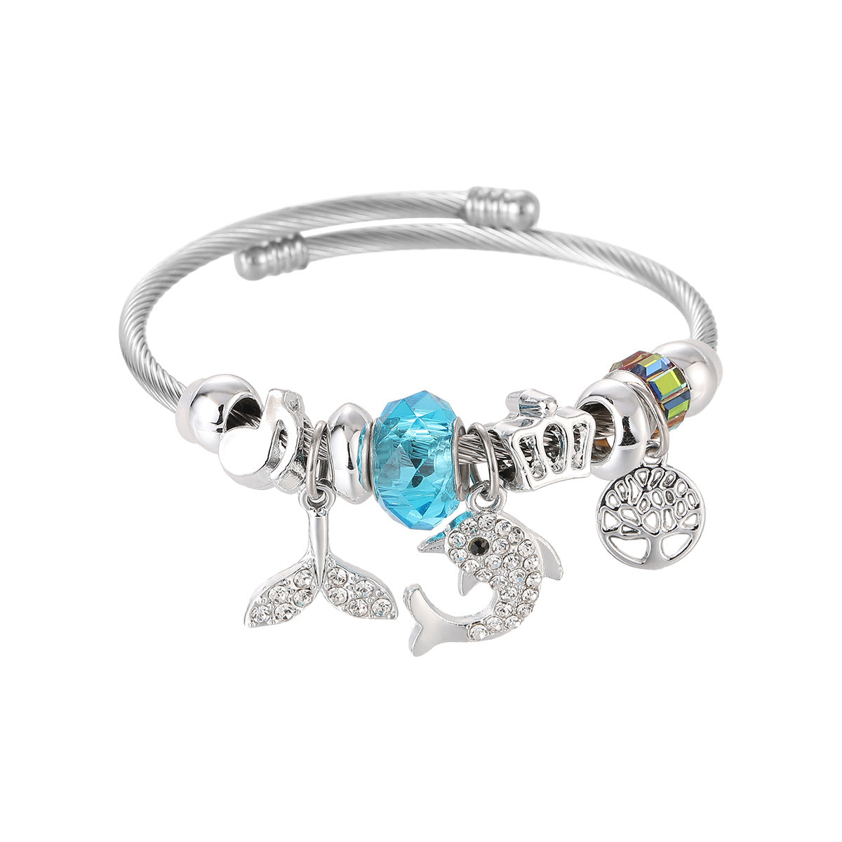 Wholesale Colorful Beaded Dolphin Fish Tail Pendant Bracelet ACC-BT-jiax006