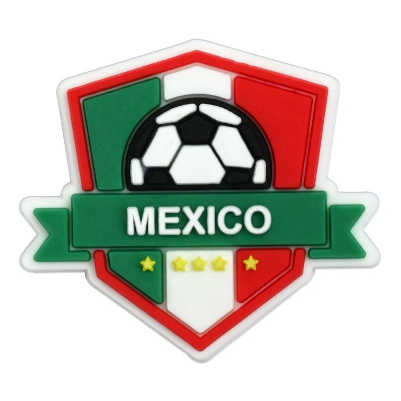 Wholesale Random 100pcs Mexican soccer-themed  PVC Soft Rubber Shoe Buckle Decoration