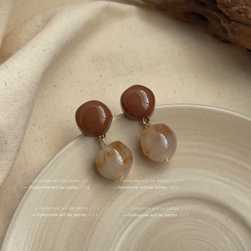 Wholesale Retro Coffee Color Earrings Geometric Blooming Acrylic Earrings ACC-ES-Eryu006