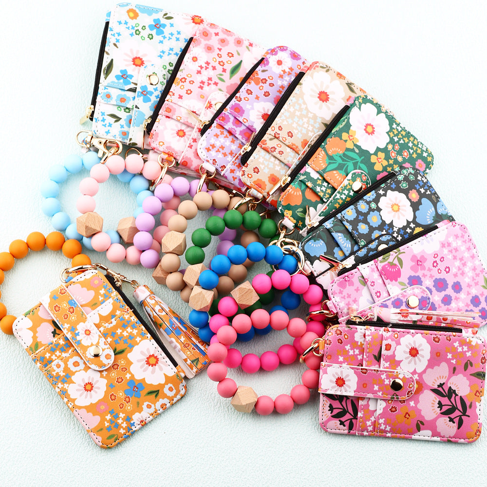 Wholesale Silicone Handstring Floral Folded  Wristlet Keychain